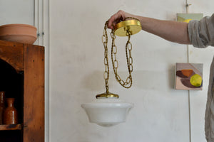 Vintage Schoolhouse Glass Pendant