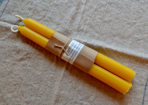Traditional Beeswax Taper Candles, Pair