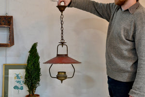 Vintage Colonial Revival Metal Chandelier with Red Finish