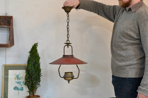 Vintage Colonial Revival Metal Chandelier with Red Finish