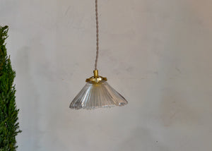 Vintage Holophane Glass Pendant, Angle Form