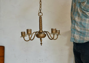 Brass-Tone Five-Light Chandelier with Glass Details