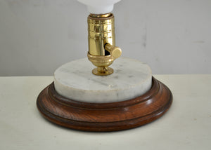 Vintage Marble and Wood Lamp with Dimmer