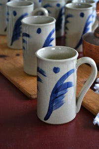 Tall Decorated Stoneware Mugs