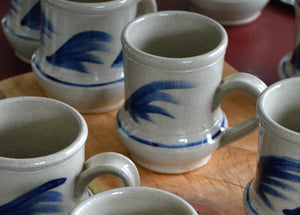 Short Cobalt Stoneware Mugs