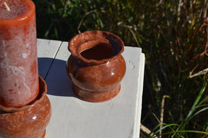 Pair of Glazed Earthenware Pillar Candleholders II