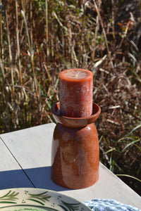 Single Large Glazed Earthenware Pillar Candleholder