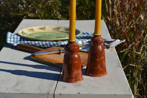 Pair of Glazed Earthenware Taper Candlesticks