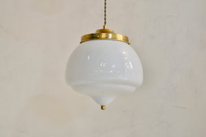 Enclosed Glass Vintage Pendant with Brass Detail