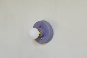This porcelain surface mount or flush mount-style light is designed to be installed on a ceiling or as a wall sconce, alone or in multiples. Inspired by a 1930s fixture. Designed and made in the Hudson Valley.

The Blueberry color is one of a trio of colors released in collaboration with Hudson Valley interior design firm Hendley and Co.