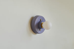 This porcelain surface mount or flush mount-style light is designed to be installed on a ceiling or as a wall sconce, alone or in multiples. Inspired by a 1930s fixture. Designed and made in the Hudson Valley.

The Blueberry color is one of a trio of colors released in collaboration with Hudson Valley interior design firm Hendley and Co.