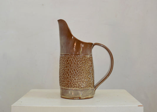 Large Slab-Built Ceramic Jug, Tan Pebble