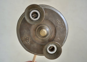antique metal flush mount ceiling fixture with floral detail