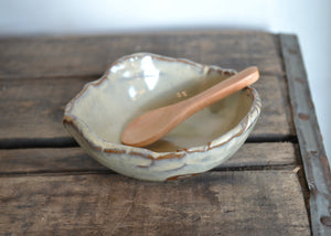 A salt bowl for your kitchen counter or family table. Wood spoon included. Lara Gillett. Quittner. 