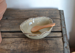 A salt bowl for your kitchen counter or family table. Wood spoon included. Lara Gillett. Quittner. 