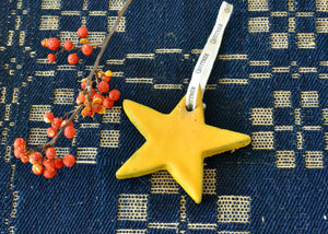 A simple star ornament for holiday decorations. Made in by us in the Hudson Valley of New York.