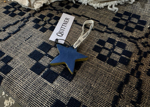 A simple star ornament for holiday decorations.
Made in by us in the Hudson Valley of New York.