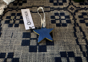 A simple star ornament for holiday decorations.
Made in by us in the Hudson Valley of New York. Quittner