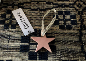 A simple star ornament for holiday decorations.
Made in by us in the Hudson Valley of New York. Quittner