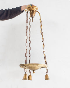 Three-Arm Pan Light Chandelier with Dramatic Chains