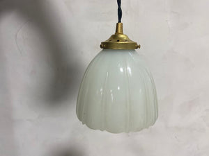 Pendant with Scalloped Milk Glass Shade